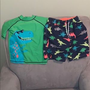 Dino swim shirt and bathing suit